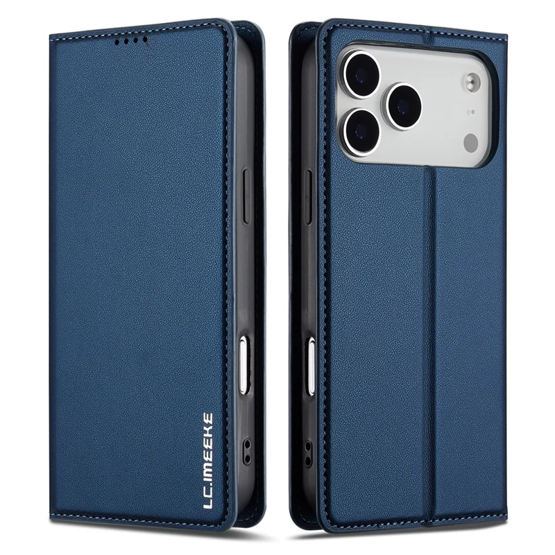 LC.IMEEKE L1 Series for iPhone 17 Pro Case PU Leather Wallet Stand Protective Phone Cover - Blue