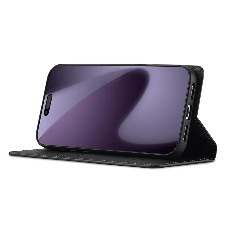 LC.IMEEKE L1 Series for iPhone 17 Pro Max Case PU Leather Wallet Stand Protective Phone Cover - Black