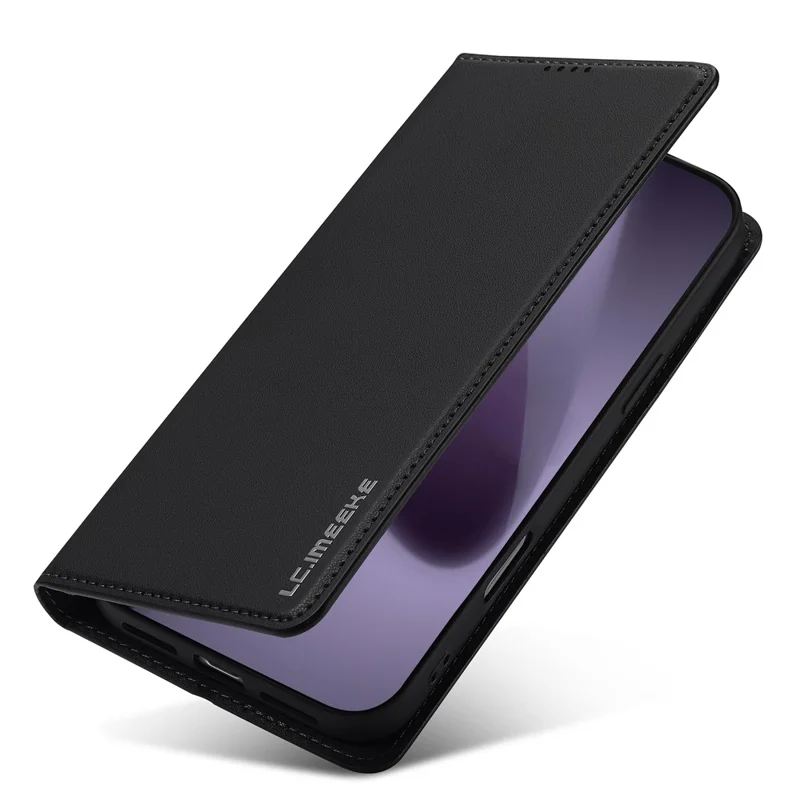 LC.IMEEKE L1 Series for iPhone 17 Pro Max Case PU Leather Wallet Stand Protective Phone Cover - Black