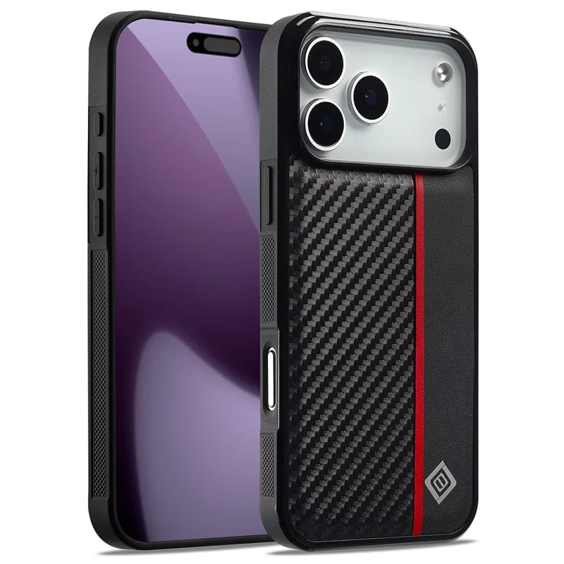 Étui pour iPhone 17 Pro LC.IMEEKE, texture en fibre de carbone, cuir + TPU + EVA