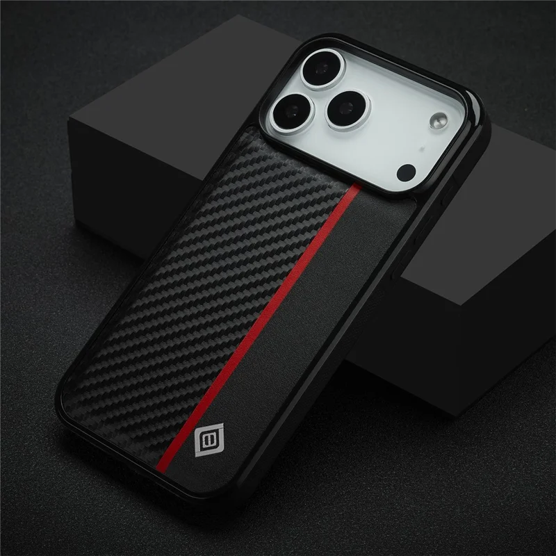 Étui pour iPhone 17 Pro LC.IMEEKE, texture en fibre de carbone, cuir + TPU + EVA