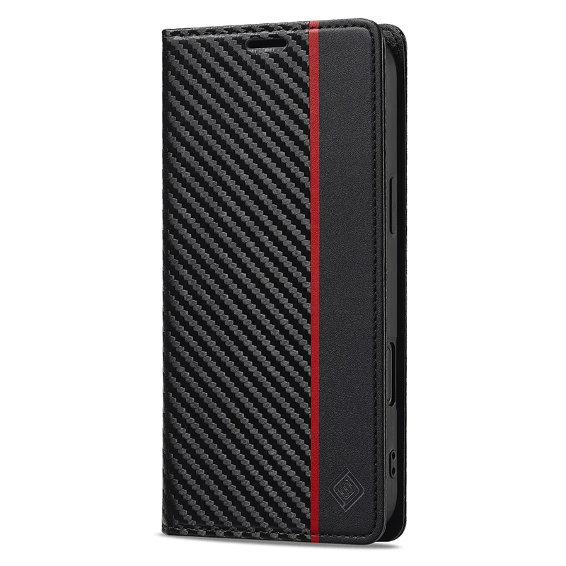 LC.IMEEKE For iPhone 17 Wallet Case Carbon Fiber Texture Leather Phone Cover - Vertical Stripe