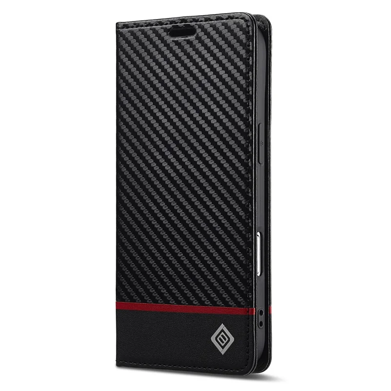 LC.IMEEKE For iPhone 17 Air Wallet Case Carbon Fiber Texture Leather Phone Cover - Horizontal Stripe