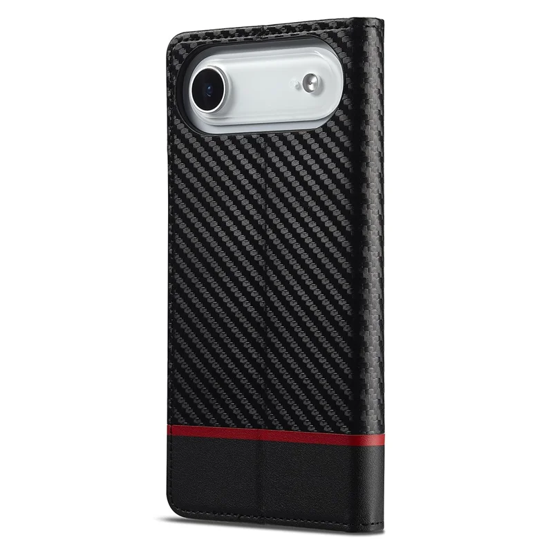 LC.IMEEKE For iPhone 17 Air Wallet Case Carbon Fiber Texture Leather Phone Cover - Horizontal Stripe