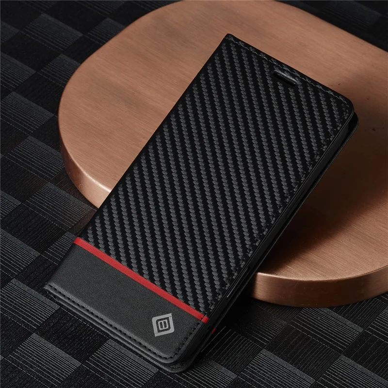 LC.IMEEKE For iPhone 17 Air Wallet Case Carbon Fiber Texture Leather Phone Cover - Horizontal Stripe