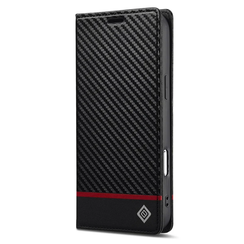LC.IMEEKE iPhone 17 Pro Max Brieftasche Hülle mit Karbonfaser-Textur und Lederoptik - Horizontale Streifen