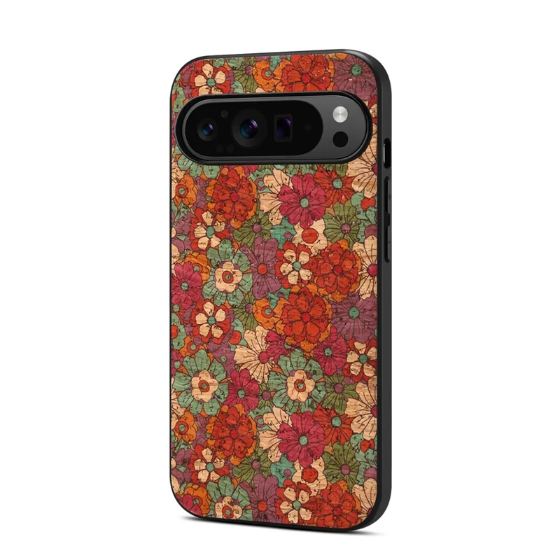 For Google Pixel 10 / Pixel 10 Pro Case Flower Print PU Leather + PC + TPU Phone Cover - Summer  /  Red