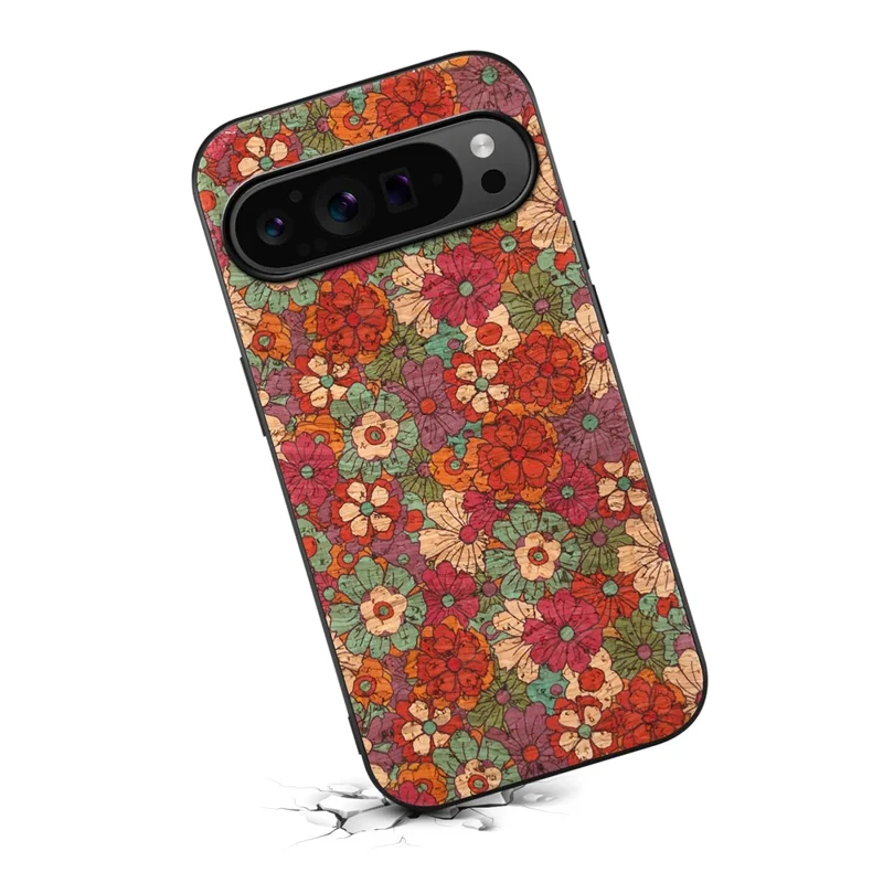 For Google Pixel 10 / Pixel 10 Pro Case Flower Print PU Leather + PC + TPU Phone Cover - Summer  /  Red