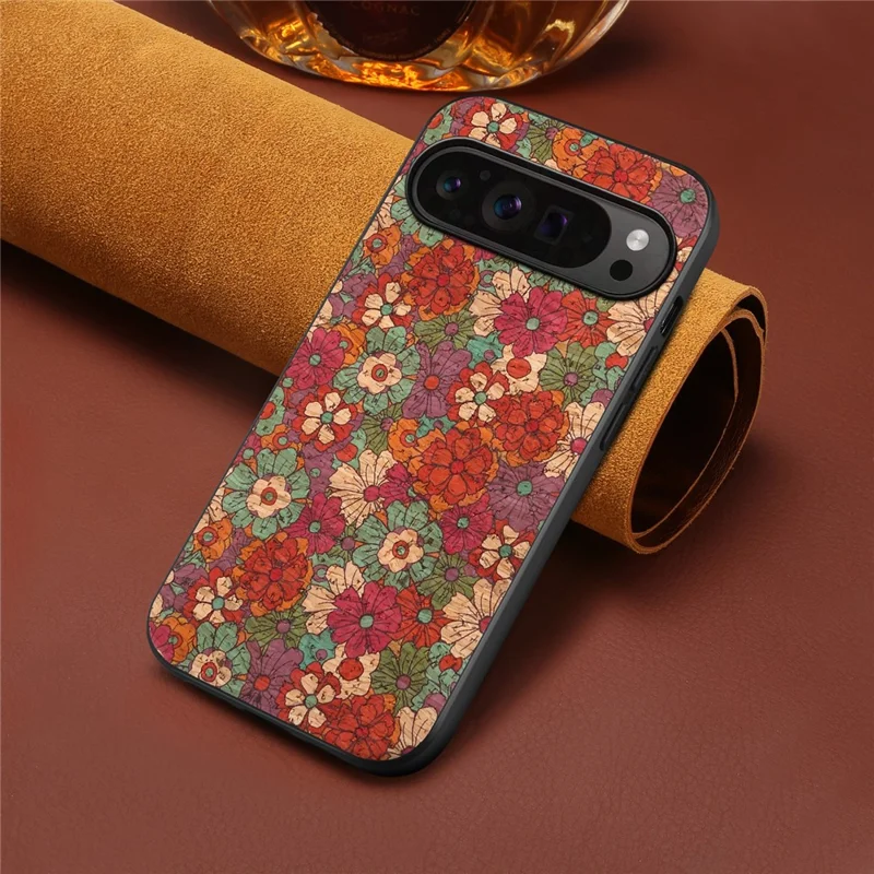 For Google Pixel 10 / Pixel 10 Pro Case Flower Print PU Leather + PC + TPU Phone Cover - Summer  /  Red