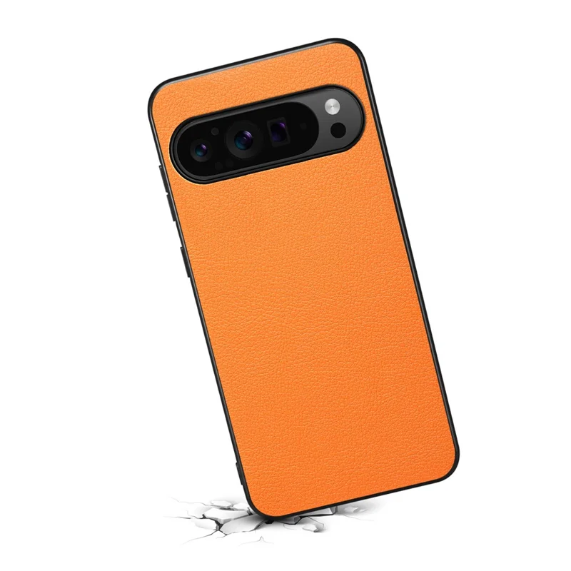 Custodia per Google Pixel 10 / Pixel 10 Pro con Texture di Vitello in Pelle + PC + TPU - Arancione