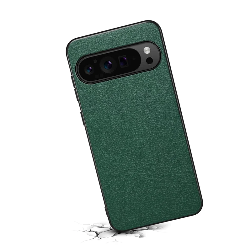 For Google Pixel 10 / Pixel 10 Pro Case Calf Texture Leather + PC + TPU Phone Cover - Green