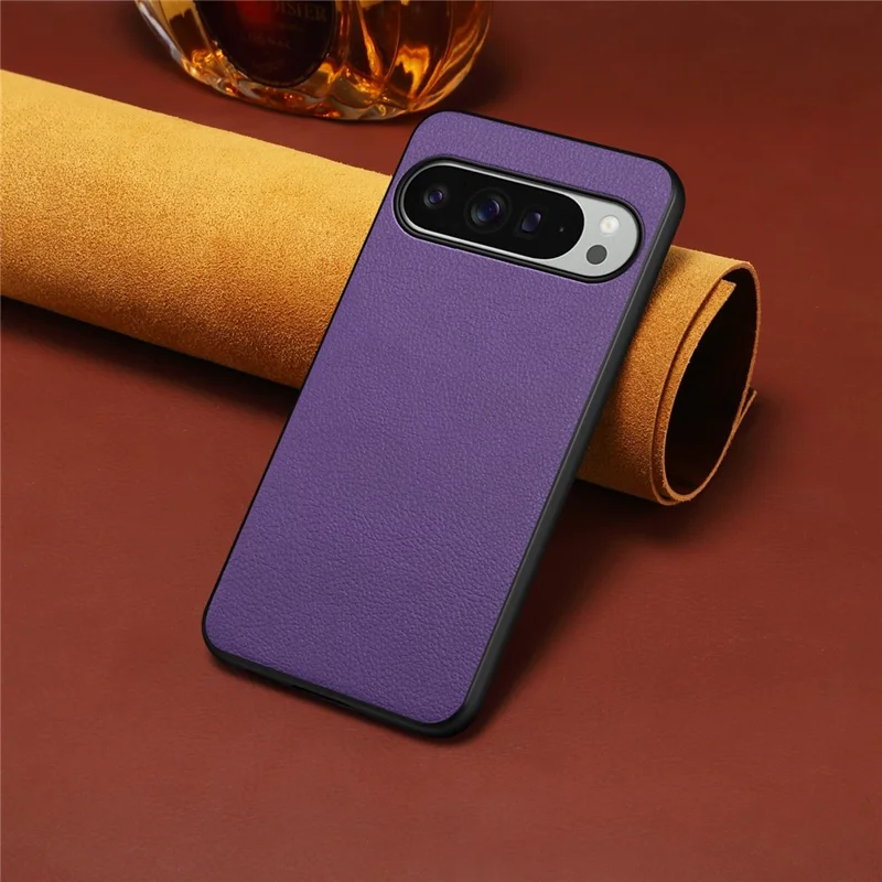 Étui Google Pixel 10 Pro XL en cuir texturé de veau + PC + TPU - Violet
