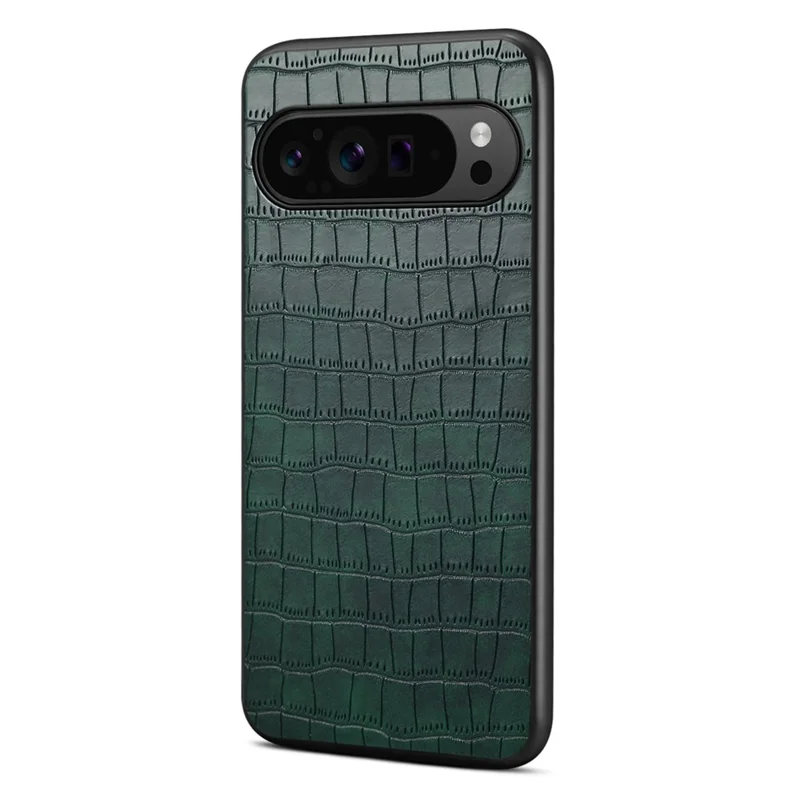 For Google Pixel 10 / Pixel 10 Pro Case Crocodile Texture Design Leather Slim Back Cover - Green