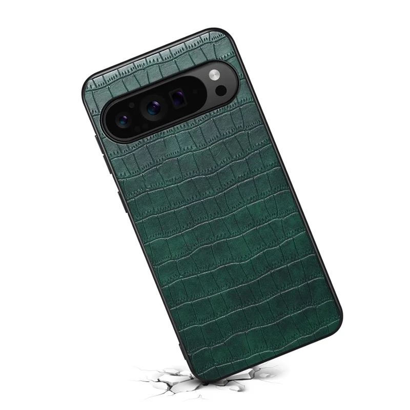 For Google Pixel 10 / Pixel 10 Pro Case Crocodile Texture Design Leather Slim Back Cover - Green