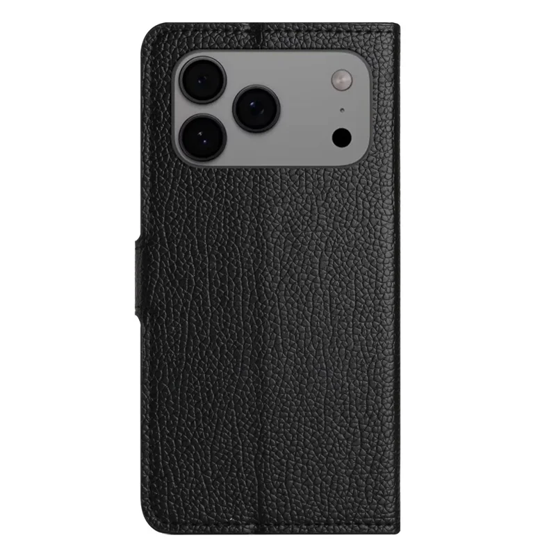 Чехол для iPhone 17 Pro из искусственной кожи, бумажник, чехол для телефона, текстура личи, черный