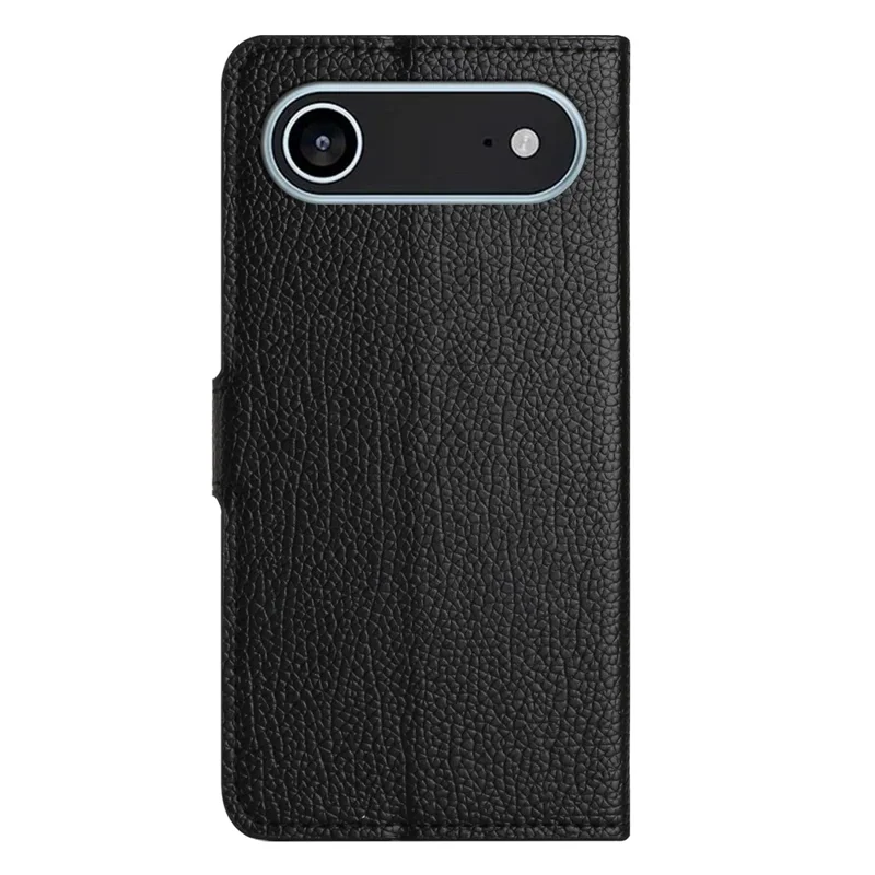 Für iPhone 17 Air Hülle PU-Leder Brieftasche Handyhülle Litschi-Textur, Schwarz