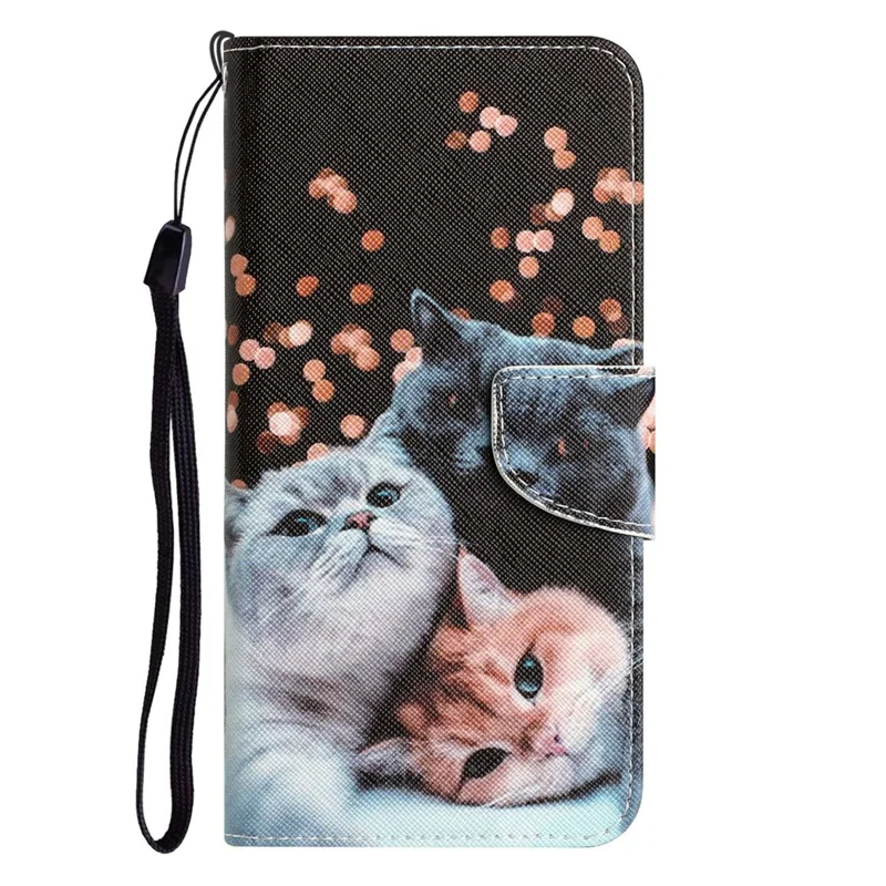 For Samsung Galaxy S23 Ultra Cross Texture Anti-scratch PU Leather Case Pattern Printing Stand Wallet Phone Cover - Three Cats