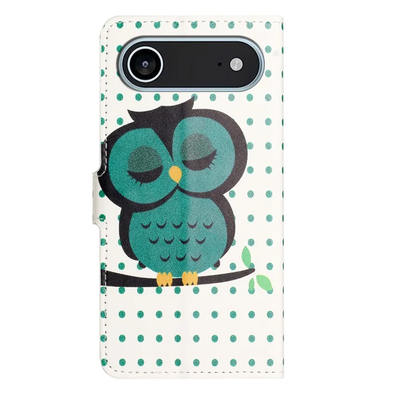 Для iPhone 17 Air Case с узором, кожаный кошелек-чехол для телефона - горошек сова