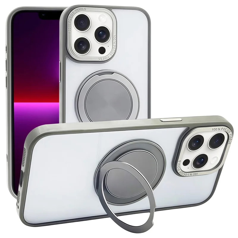 Custodia Magnetica per iPhone 13 Pro in TPU Acrilico con Supporto - Grigio