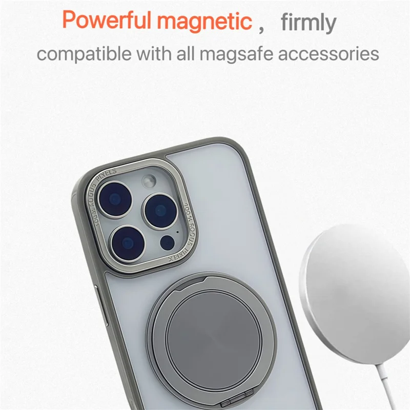 Custodia Magnetica per iPhone 13 Pro in TPU Acrilico con Supporto - Grigio