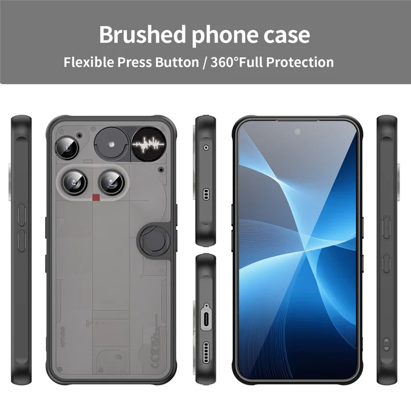For Nothing Phone (3) 5G Case Drop Proof Airbags Frosted Translucent PC + TPU Phone Back Cover - Black
