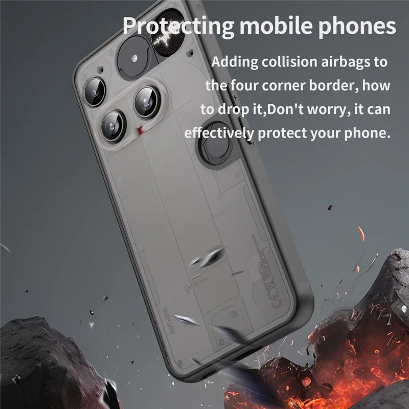 For Nothing Phone (3) 5G Case Drop Proof Airbags Frosted Translucent PC + TPU Phone Back Cover - Black