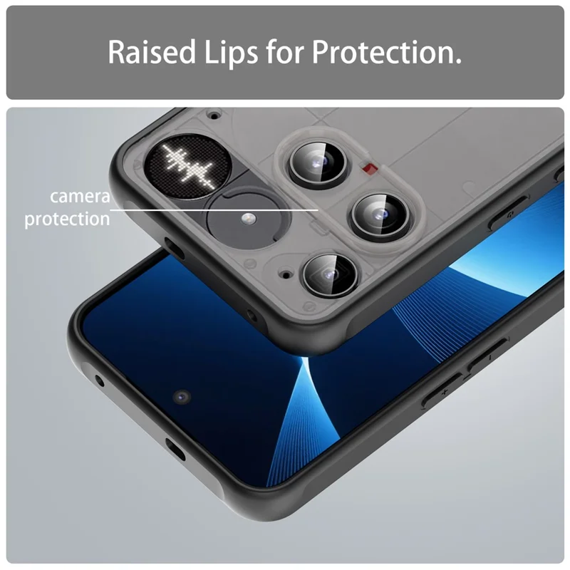 For Nothing Phone (3) 5G Case Drop Proof Airbags Frosted Translucent PC + TPU Phone Back Cover - Black