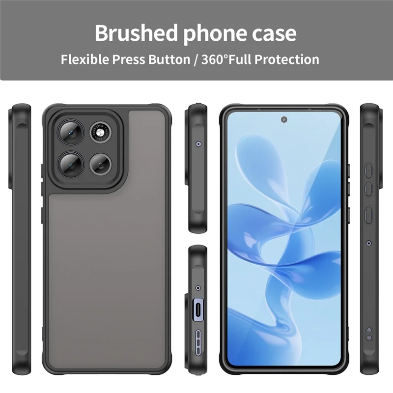 Cover posteriore per Motorola Moto G100 Pro 5G / G86 5G, custodia antiurto con protezione ad airbag, PC smerigliato + TPU traslucido - Nero