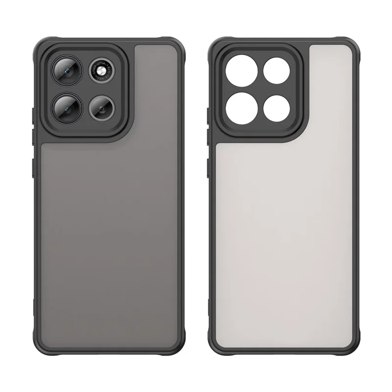Cover posteriore per Motorola Moto G100 Pro 5G / G86 5G, custodia antiurto con protezione ad airbag, PC smerigliato + TPU traslucido - Nero
