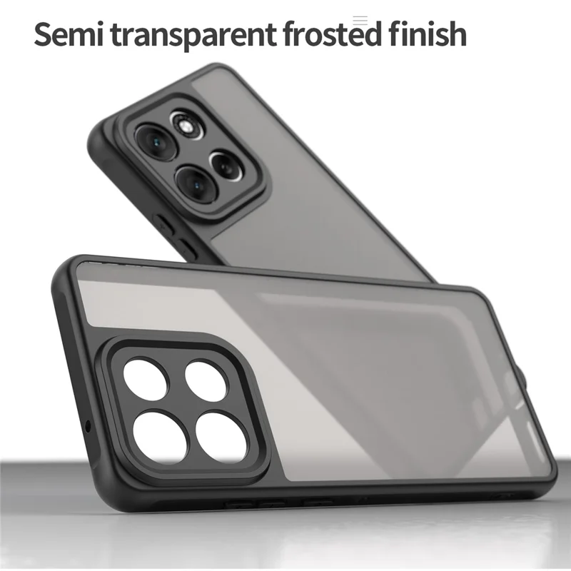 Cover posteriore per Motorola Moto G100 Pro 5G / G86 5G, custodia antiurto con protezione ad airbag, PC smerigliato + TPU traslucido - Nero