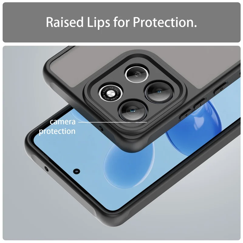 Cover posteriore per Motorola Moto G100 Pro 5G / G86 5G, custodia antiurto con protezione ad airbag, PC smerigliato + TPU traslucido - Nero