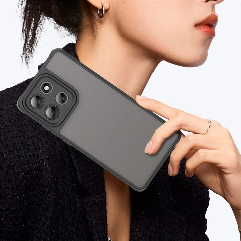 Cover posteriore per Motorola Moto G100 Pro 5G / G86 5G, custodia antiurto con protezione ad airbag, PC smerigliato + TPU traslucido - Nero