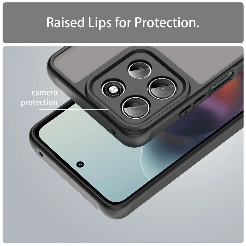 Para Motorola Moto G56 5G / G66y 5G / G66j 5G Funda Prueba de caída Airbags Mate Translúcido PC + Funda Trasera de TPU - Negro