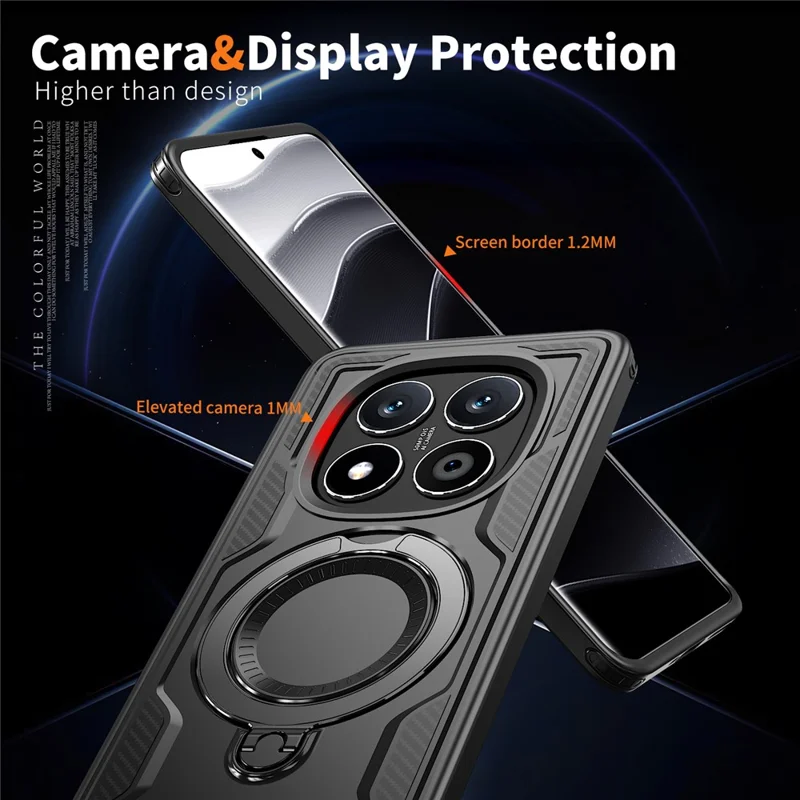 For Xiaomi Poco X7 5G / Redmi Turbo 4 Pro 5G Case Compatible with MagSafe Military Protection PC + TPU Kickstand Phone Cover - Black