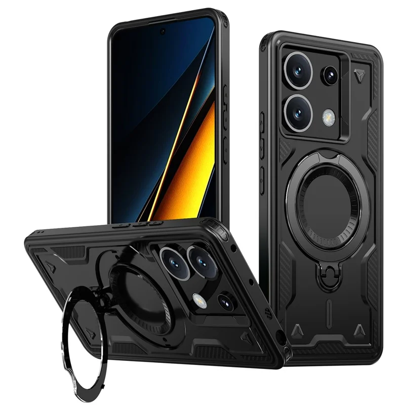 Funda para Xiaomi Poco X6 5G Compatible con MagSafe Protección Militar PC + TPU con Soporte - Negro