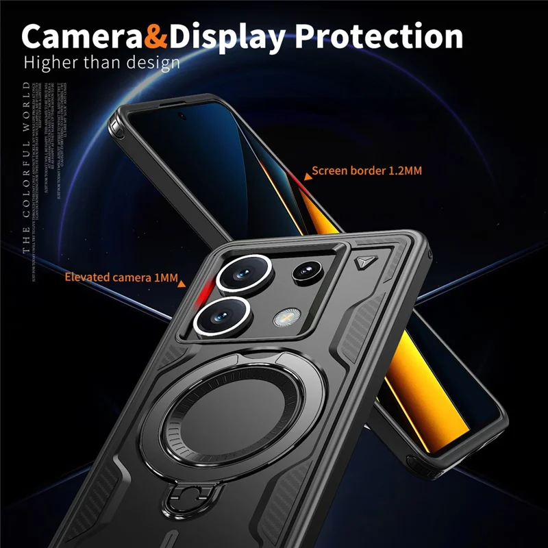 Funda para Xiaomi Poco X6 5G Compatible con MagSafe Protección Militar PC + TPU con Soporte - Negro