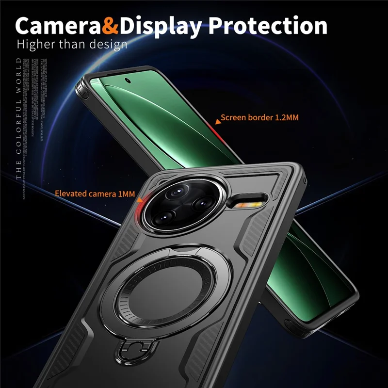 Cover per Xiaomi Redmi K80 5G / K80 Pro 5G / Poco F7 Pro 5G / F7 Ultra 5G Custodia Militare Protettiva PC + TPU con Supporto - Nero