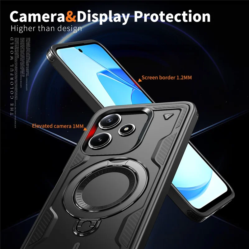 Magnetic Case For Xiaomi Redmi 13 4G / 5G / Redmi 12 4G / 5G (Global) / Note 13R 5G / Note 12R 5G / Poco M6 4G / M6 Pro 5G / M6 Plus 5G Phone Cover - Black