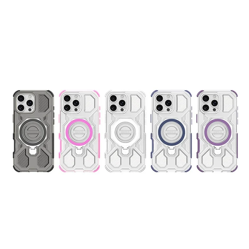 Cover per iPhone 16 Pro Compatibile con MagSafe con Supporto Pieghevole TPU + PC Protezione Air Cushion - Nero / Grigio