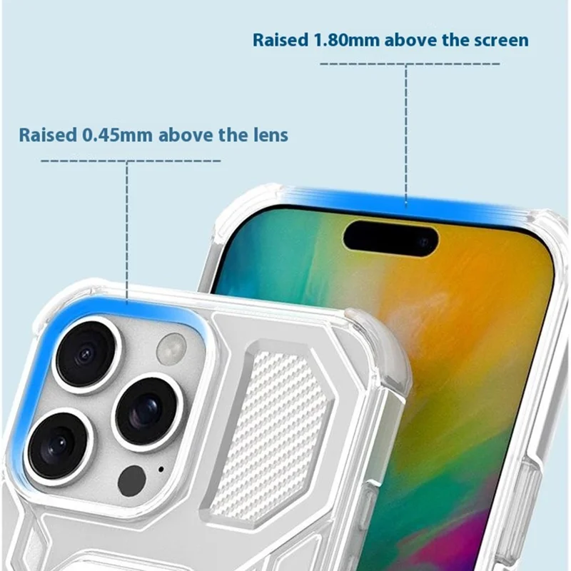 Чехол для iPhone 16 Pro Max, совместимый с MagSafe, с подставкой, TPU + PC с воздушной амортизацией, защитный чехол для телефона - Черный / Серый