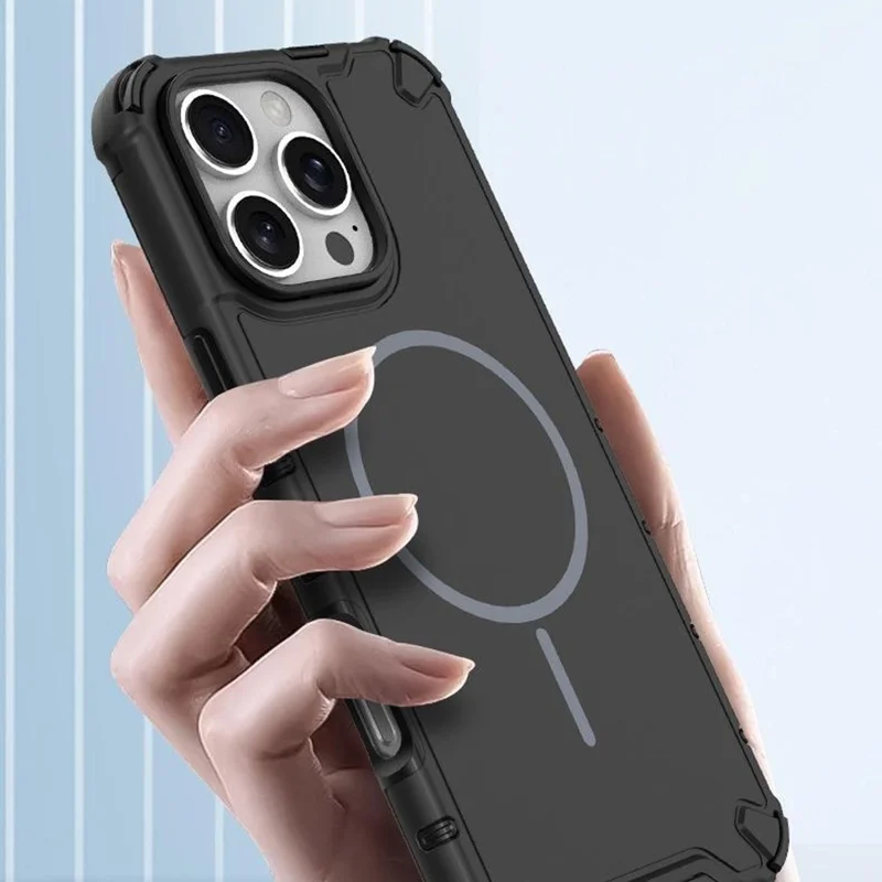 For iPhone 16 Pro Max Case TPU + PC Heat Dissipation Phone Cover Support Wireless Charging - Black