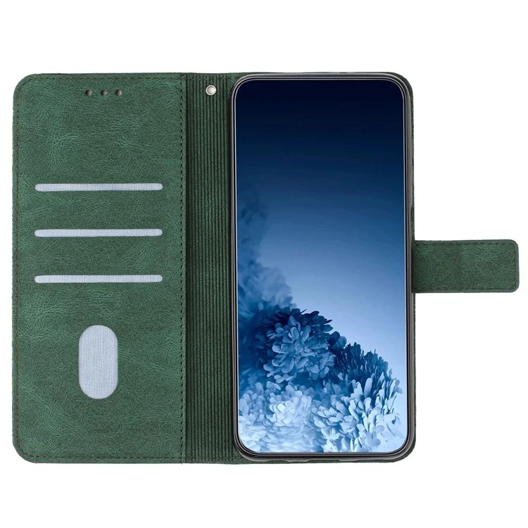 Para Samsung Galaxy S23 Ultra PU Leather Soft Tpu Folio Flip Cover Impresionante Mandala Flower Wallet Case Con Correa - Verde