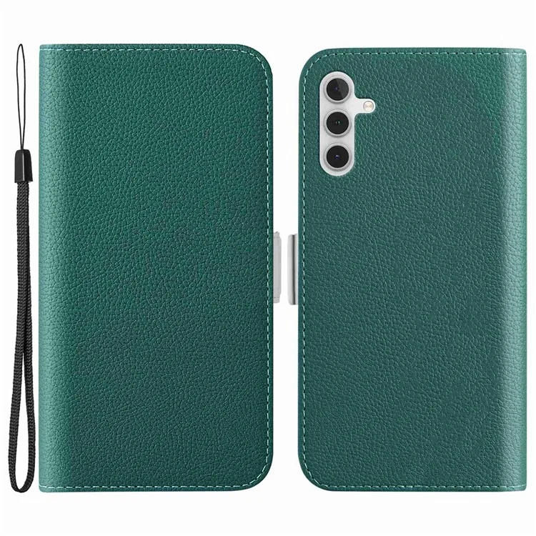 Para Samsung Galaxy A14 5G Candy Color PU Case de Cuero PU Litchi Textura Phone Soporte de Protección Completa Tapa de la Billetera - Verde Oscuro