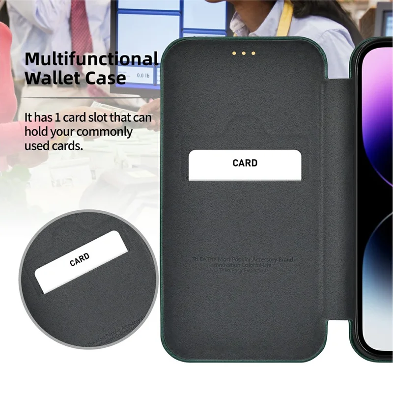 Bulk Purchasing PULOKA Calf Skin Series For iPhone 14 Pro Max Case RFID Blocking Stand Leather Phone Cover - Green