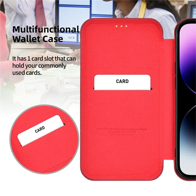 Bulk Purchasing PULOKA Calf Skin Series For iPhone 13 Pro Max Case RFID Blocking Stand Leather Phone Cover - Red