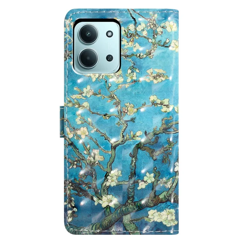 For Xiaomi Redmi 15C 5G (EU) (173mm) / 15C 4G (EU) (173mm) Case PU Leather Wallet Phone Cover 3D Pattern Printing - Apricot Blossom