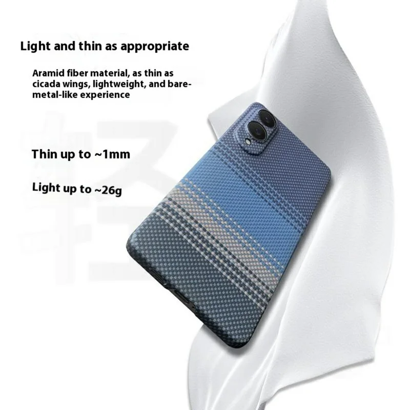 For Samsung Galaxy S25 Edge Magnetic Case Precise Cutouts Gradient Aramid Fiber Phone Cover with Metal Lens Frame - Blue Floating Weave