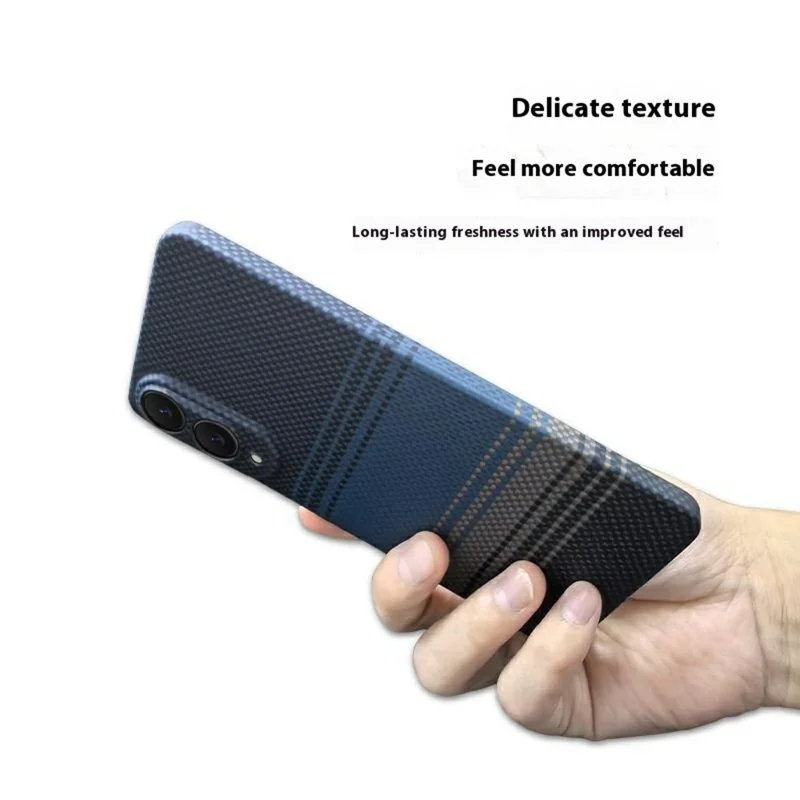 For Samsung Galaxy S25 Edge Magnetic Case Precise Cutouts Gradient Aramid Fiber Phone Cover with Metal Lens Frame - Blue Floating Weave