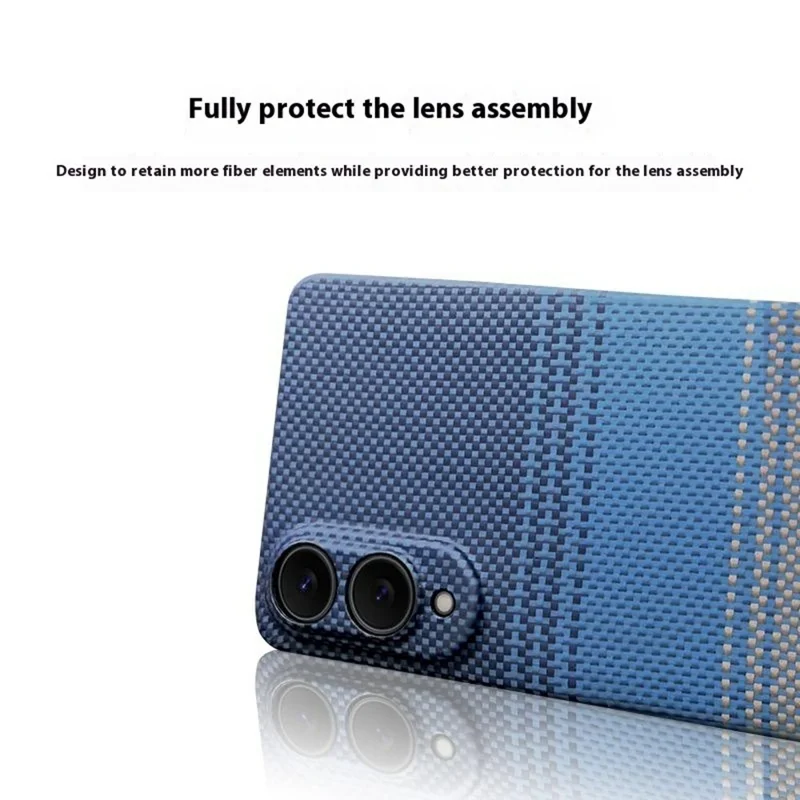 For Samsung Galaxy S25 Edge Magnetic Case Precise Cutouts Gradient Aramid Fiber Phone Cover with Metal Lens Frame - Blue Floating Weave