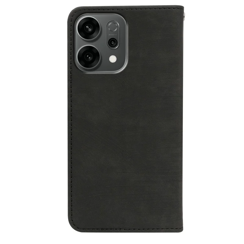 Capa para Oppo Reno14 5G (Global) Carteira de couro magnética forte com textura listrada - Preta